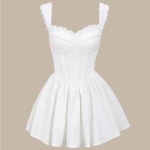 RIHOAS White Lace Trim Mini Dress